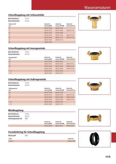 Schläuche und Armaturen Katalog