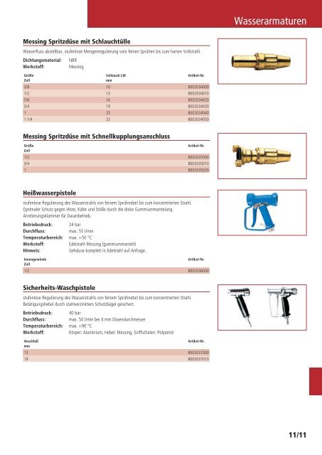 Schläuche und Armaturen Katalog