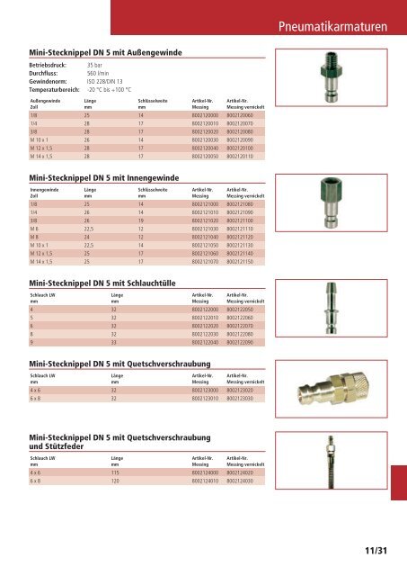 Schläuche und Armaturen Katalog