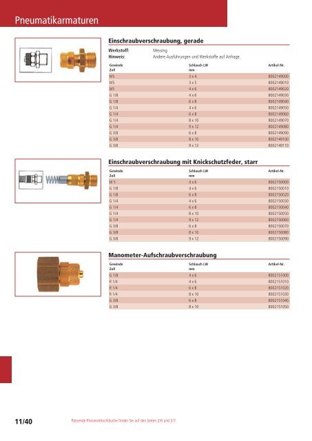 Schläuche und Armaturen Katalog