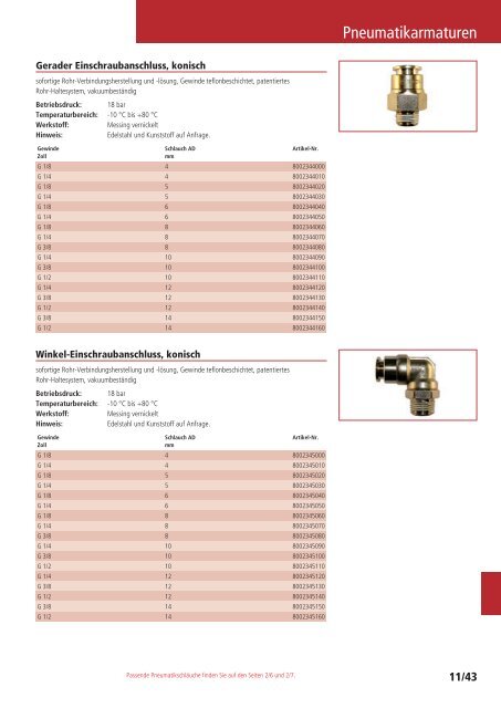 Schläuche und Armaturen Katalog