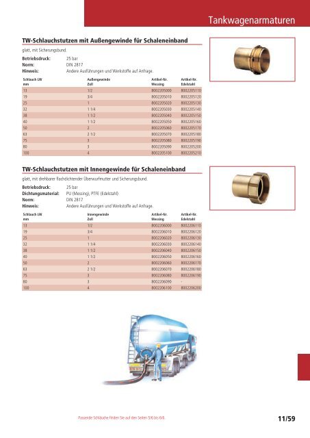 Schläuche und Armaturen Katalog