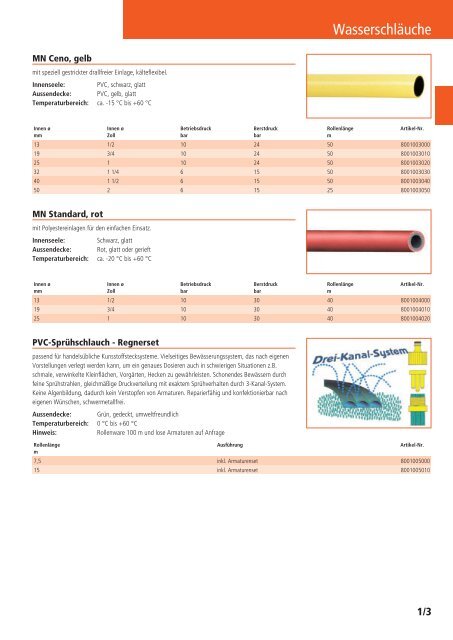 Schläuche und Armaturen Katalog