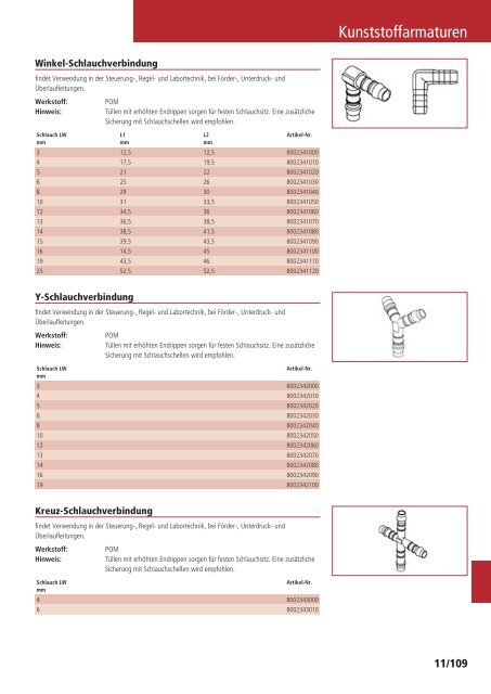 Schläuche und Armaturen Katalog