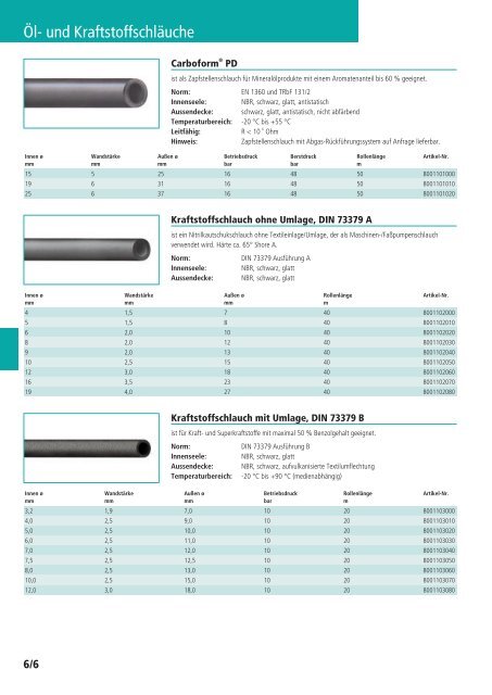 Schläuche und Armaturen Katalog