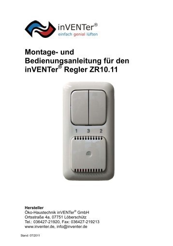 Montage- und Bedienungsanleitung für den inVENTer Regler ZR10.11