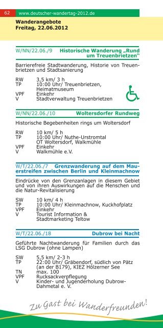 112. Deutscher Wandertag im Fläming 20. bis 25. Juni 2012