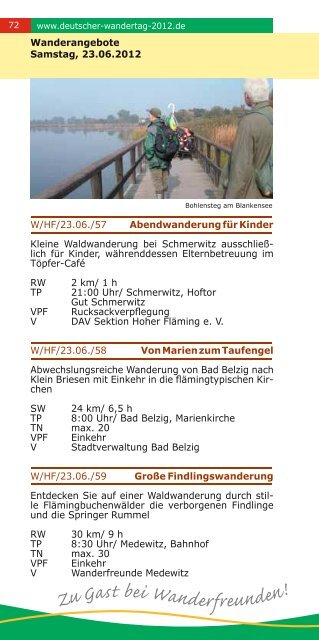 112. Deutscher Wandertag im Fläming 20. bis 25. Juni 2012