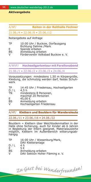 112. Deutscher Wandertag im Fläming 20. bis 25. Juni 2012