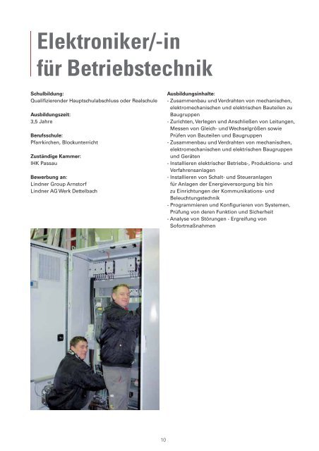 Broschüre Berufsausbildung (PDF, 460 KB) - Lindner Group
