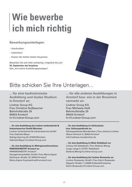 Broschüre Berufsausbildung (PDF, 460 KB) - Lindner Group