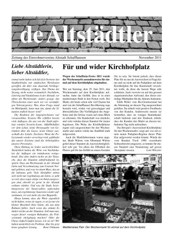 Für und wider Kirchhofplatz - einwohnerverein - altstadt - schaffhausen