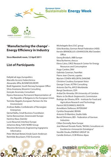 'Manufacturing the change' - Energy Efficiency in Industry