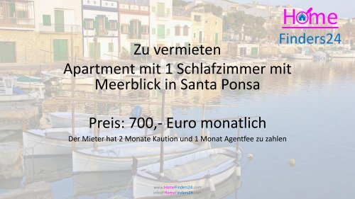 Zu vermieten diese 1 Schlafzimmer Wohnung in Santa Ponça mit Meerblick. (AP0017)