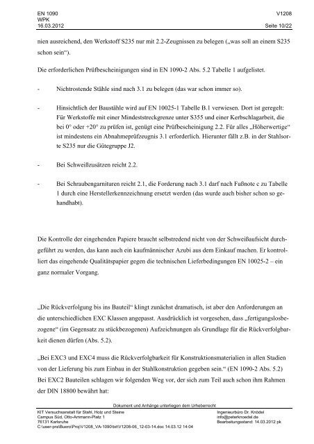 Werkseigene Produktionskontrolle WPK nach EN 1090–2 Dr.-Ing ...