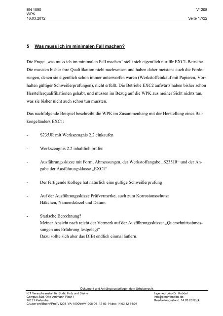 Werkseigene Produktionskontrolle WPK nach EN 1090–2 Dr.-Ing ...