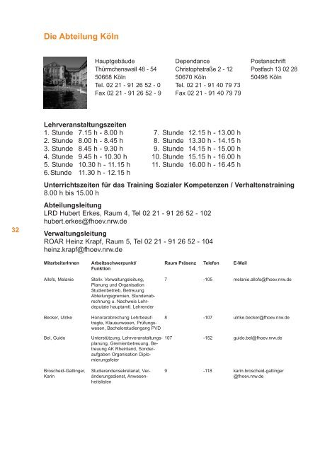 (SV) und Kommunalen Verwaltungsdienst - FHöV NRW