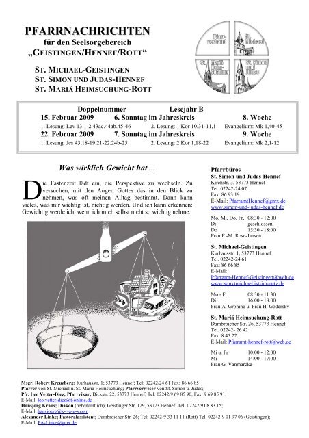 PFARRNACHRICHTEN für den Seelsorgebereich - St Simon und ...