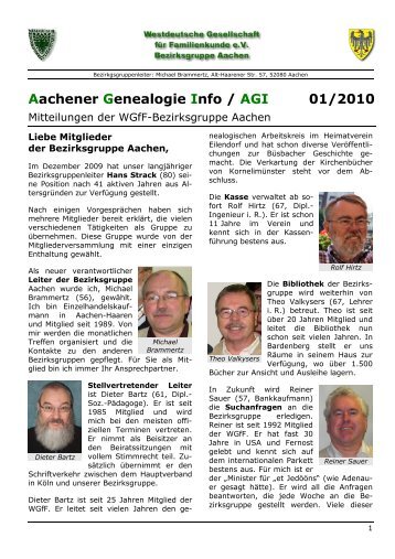 Aachener Genealogie Info / AGI 01/2010 - WGfF - Aachen