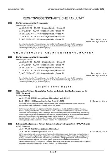 rechtswissenschaftliche fakultät - koost - Universität zu Köln