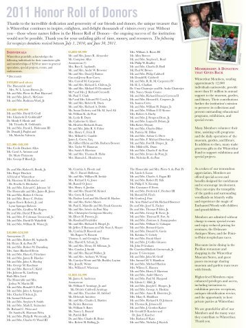 2011 Honor Roll of Donors - Winterthur Museum, Garden and Library