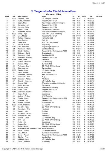 Ergebnisliste komplett vom 3. Elbdeichmarathon 2010 - Laufen in ...