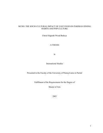 MCDO: THE SOCIO CULTURAL IMPACT OF FAST FOOD ON ...