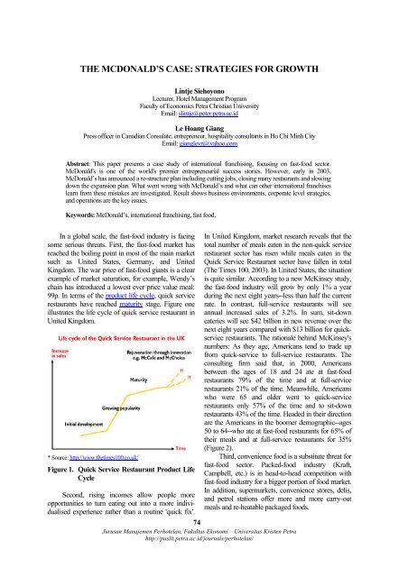 The Mcdonald S Case Strategies For Growth Puslit Petra Universitas