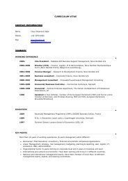 curriculum vitae contact information summary - Claus Steensen Sølje