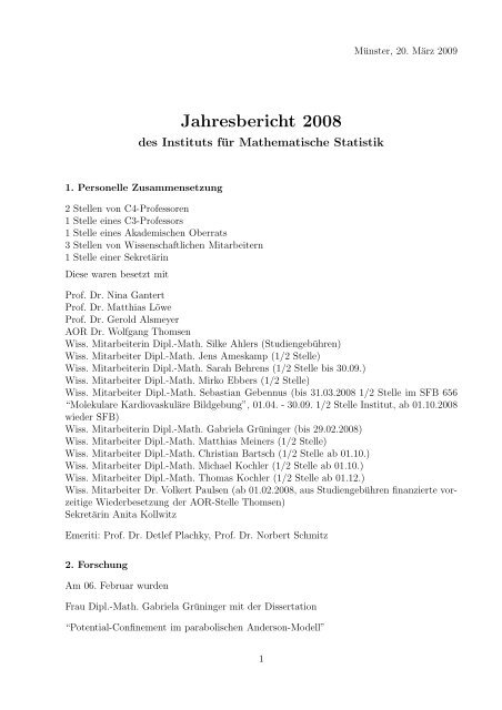 Jahresbericht 2008 - Mathematik und Informatik