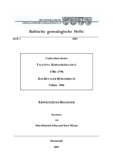 Baltische genealogische Hefte - DBGG
