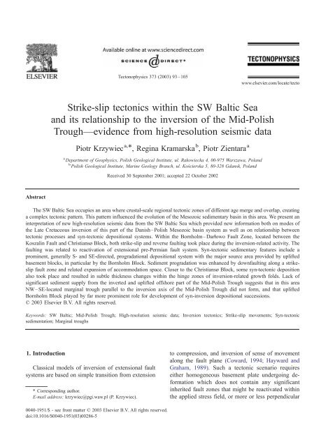 Strike-slip tectonics within the SW Baltic Sea and its relationship to ...