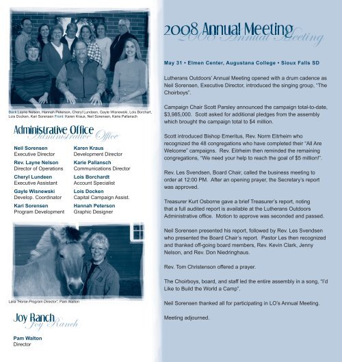 annual report 08.indd - Lutherans Outdoors