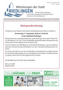 Amtliches Mitteilungsblatt Riedlingen 16.09.2020