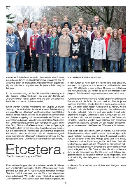 Schelle Nr. 17 vom Juli 2011 - Ev. Gymnasium Werther