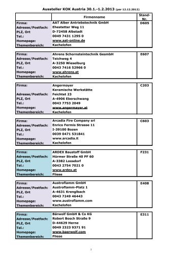 Ausstellerverzeichnis 2013 (vorläufig) als *.pdf zum