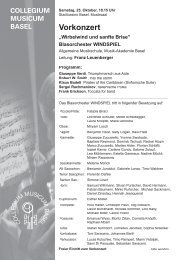 Vorkonzert „Wirbelwind und sanfte Brise” - Collegium Musicum Basel