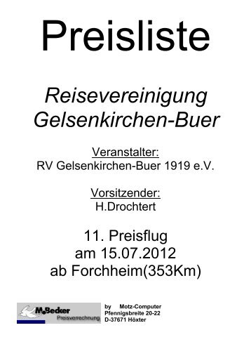 Reisevereinigung Gelsenkirchen-Buer - RV Gelsenkirchen-Buer