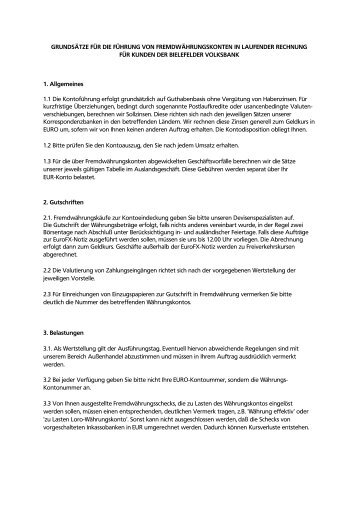 Grundsätze für die Führung von Währungskonten - Bielefelder ...