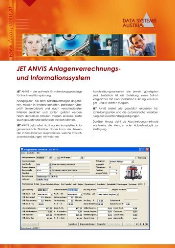 JET ANVIS Anlagenverrechnungs - Data Systems Austria