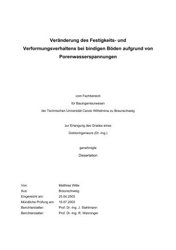 und Verformungsverhaltens bei bindigen Böden aufgrund von ...