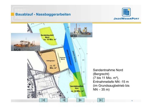 Vorbereitende Arbeiten, Dammbau, Nassbaggerarbeiten