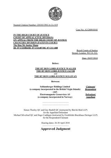 Schlumberger v. EMGS appeal judgement - MTNet