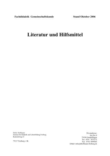 Literatur und Hilfsmittel - Seminar - Freiburg