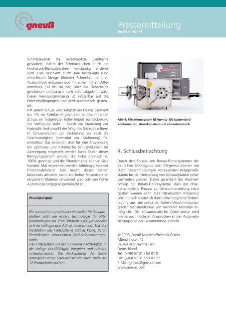 Pressemitteilung - Gneuss Kunststofftechnik GmbH