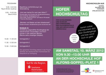 HOFER HOCHSCHULTAG - Hochschule Hof