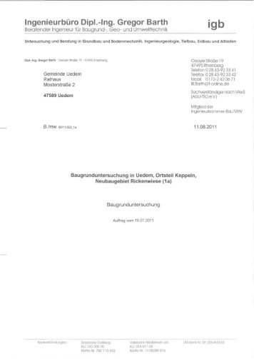 Ingenieurbüro Dipl.-Ing. Gregor Barth j g j j - Gemeinde Uedem