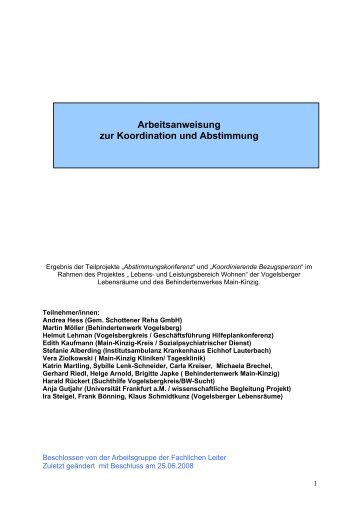 Arbeitsanweisung zur Koordination und Abstimmung - InVoS