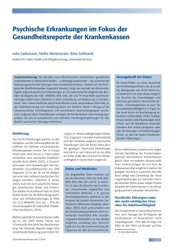 Psychische Erkrankungen im Fokus der Krankenkassen (pdf)