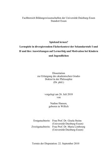 Text anzeigen (PDF) - bei DuEPublico - an der Universität Duisburg ...